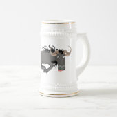 Funny wildebeest die de illustratie van de cartoon bierpul (Voorkant rechts)