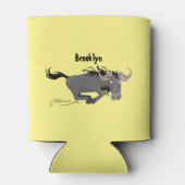 Funny wildebeest die de illustratie van de cartoon blikjeskoeler (Achterkant)