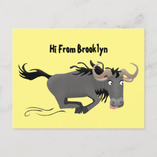 Funny wildebeest die de illustratie van de cartoon briefkaart