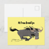 Funny wildebeest die de illustratie van de cartoon briefkaart (Voorkant / Achterkant)