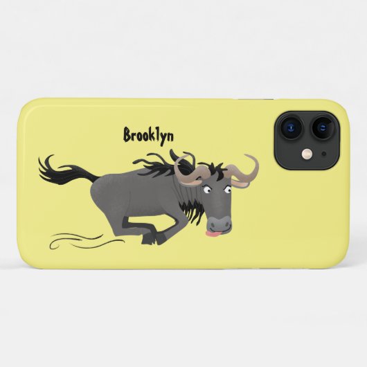 Funny wildebeest die de illustratie van de cartoon Case-Mate iPhone case (Achterkant (horizontaal))