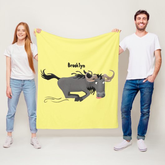 Funny wildebeest die de illustratie van de cartoon fleece deken (In situ)