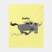 Funny wildebeest die de illustratie van de cartoon fleece deken (Voorkant)