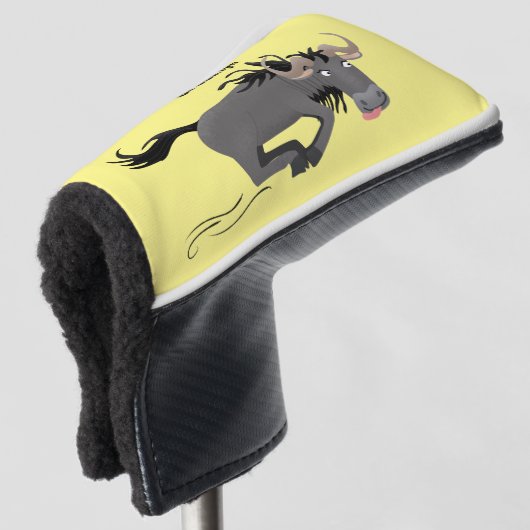 Funny wildebeest die de illustratie van de cartoon golfheadcover (3/4 voorkant)