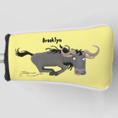 Funny wildebeest die de illustratie van de cartoon golfheadcover (Voorkant)