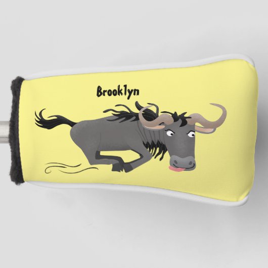 Funny wildebeest die de illustratie van de cartoon golfheadcover (Voorkant)