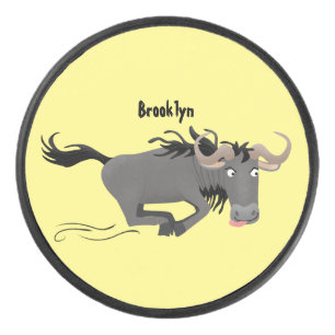 Funny wildebeest die de illustratie van de cartoon hockey puck