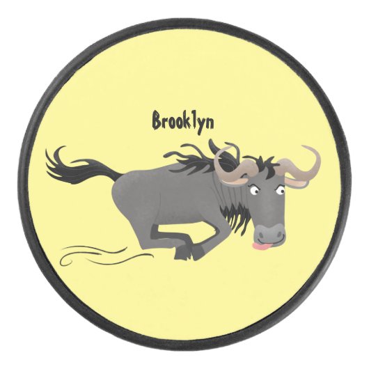 Funny wildebeest die de illustratie van de cartoon hockey puck (Voorkant)