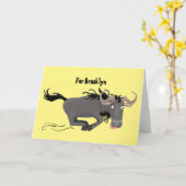 Funny wildebeest die de illustratie van de cartoon kaart (Gele Bloem)
