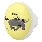 Funny wildebeest die de illustratie van de cartoon keramische knop (Rechts)