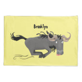 Funny wildebeest die de illustratie van de cartoon kussensloop (Achterkant)