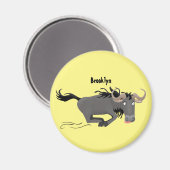 Funny wildebeest die de illustratie van de cartoon magneet (Voorkant / Achterkant)