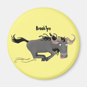 Funny wildebeest die de illustratie van de cartoon magneet