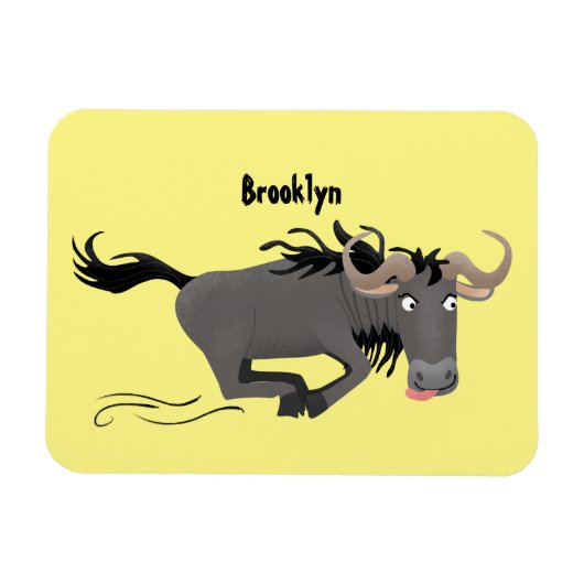 Funny wildebeest die de illustratie van de cartoon magneet (Horizontaal)