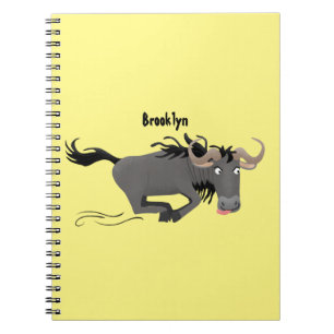 Funny wildebeest die de illustratie van de cartoon notitieboek