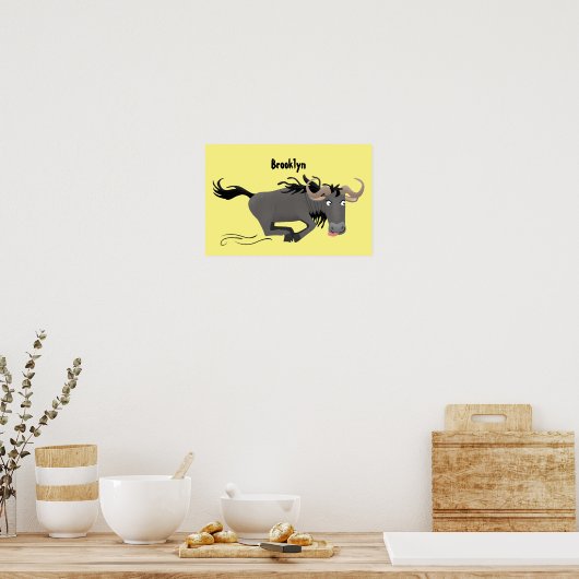Funny wildebeest die de illustratie van de cartoon poster (Keuken)