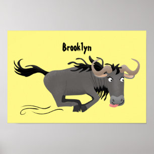 Funny wildebeest die de illustratie van de cartoon poster