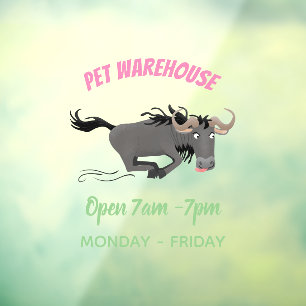 Funny wildebeest die de illustratie van de cartoon raamsticker