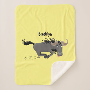 Funny wildebeest die de illustratie van de cartoon sherpa deken