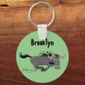 Funny wildebeest die de illustratie van de cartoon sleutelhanger (Voorkant)