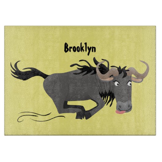 Funny wildebeest die de illustratie van de cartoon snijplank (Voorkant)