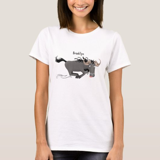 Funny wildebeest die de illustratie van de cartoon t-shirt (Voorkant)