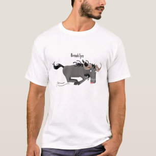 Funny wildebeest die de illustratie van de cartoon t-shirt