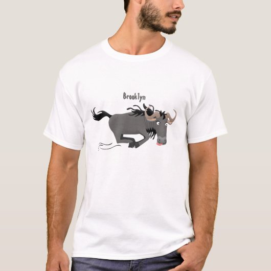 Funny wildebeest die de illustratie van de cartoon t-shirt (Voorkant)