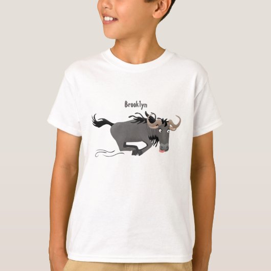 Funny wildebeest die de illustratie van de cartoon t-shirt (Voorkant)