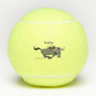 Funny wildebeest die de illustratie van de cartoon tennisballen