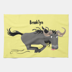 Funny wildebeest die de illustratie van de cartoon theedoek