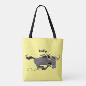 Funny wildebeest die de illustratie van de cartoon tote bag (Achterkant)