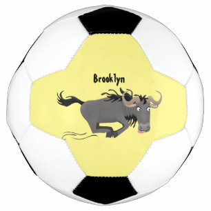 Funny wildebeest die de illustratie van de cartoon voetbal
