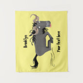 Funny wildebeest die de illustratie van de cartoon wandkleed (Voorkant)