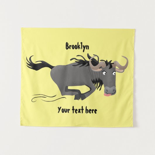 Funny wildebeest die de illustratie van de cartoon wandkleed (Voorkant (horizontaal))