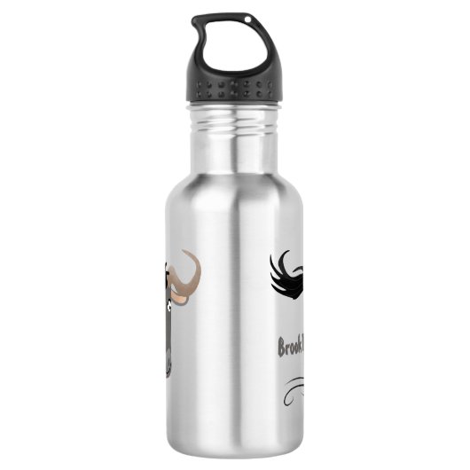 Funny wildebeest die de illustratie van de cartoon waterfles  (Achterkant)