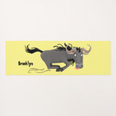 Funny wildebeest die de illustratie van de cartoon yogamat (Achterkant (horizontaal))