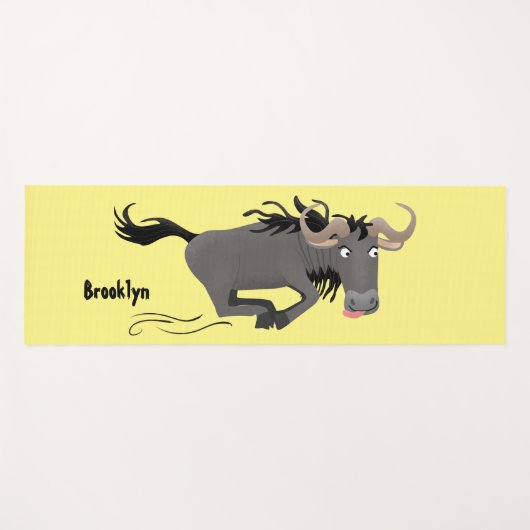 Funny wildebeest die de illustratie van de cartoon yogamat (Voorkant (horizontaal))