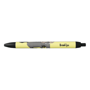 Funny wildebeest die de illustratie van de cartoon zwarte inkt pen