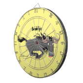Funny wildebeest running cartoon illustration dartbord (Voorkant Rechts)
