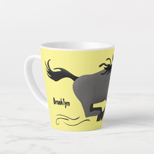 Funny wildebeest running cartoon illustration latte mok (Linkerhoek)