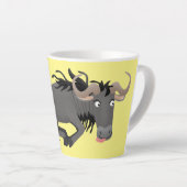 Funny wildebeest running cartoon illustration latte mok (Rechterhoek)