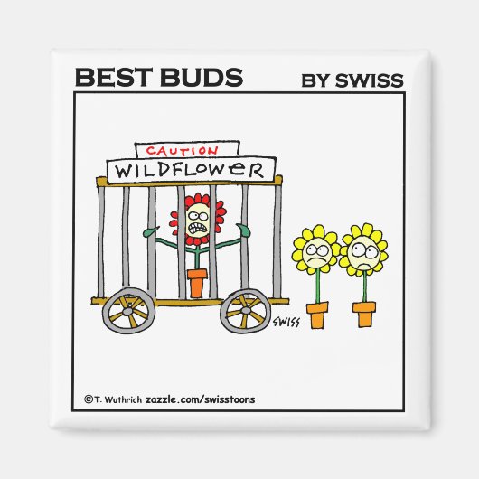Funny Wildflower Cartoon Art Wild Crazy Humoriss Magneet (Voorkant)