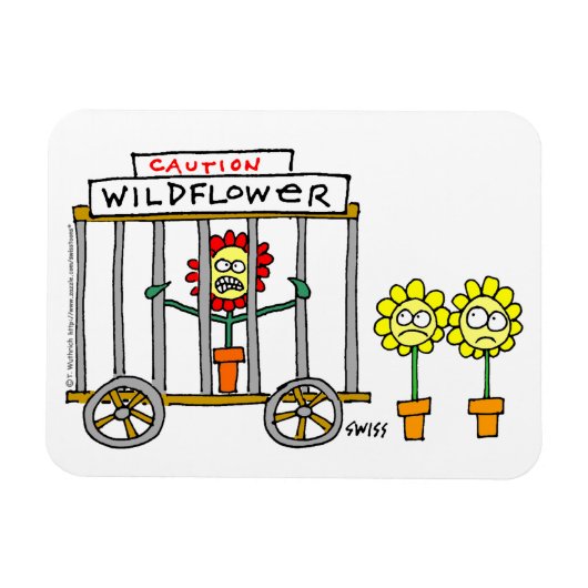 Funny Wildflower Cartoon Crazy Wild Flower Magneet (Horizontaal)