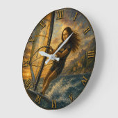 Funny Windsurfing Mona Lisa Sailing Ocean Gift Grote Klok (Hoek)