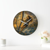 Funny Windsurfing Mona Lisa Sailing Ocean Gift Grote Klok (Huis)