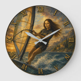 Funny Windsurfing Mona Lisa Sailing Ocean Gift Grote Klok