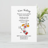 Funny Wine Aficionado Birthday Party Invitations Kaart (Staand voorkant)