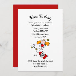 Funny Wine Aficionado Birthday Party Invitations Kaart