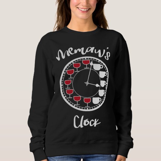 Funny Wine and Coffee Tees for Women  Memaw's Cloc (Voorkant)